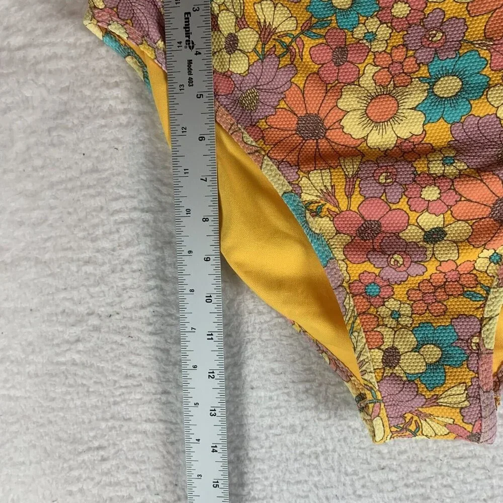 Jessica Simpson Swim Bottom Women's XL‎ Flax Multi Floral Nylon High-Waist S9479
